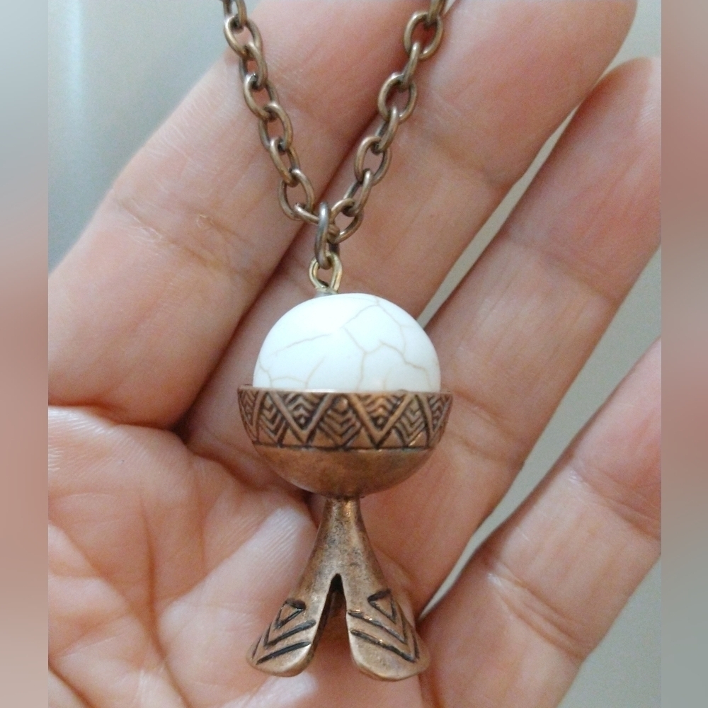 NWT Squash Blossom Ivory Stone Long Pendant Necklace